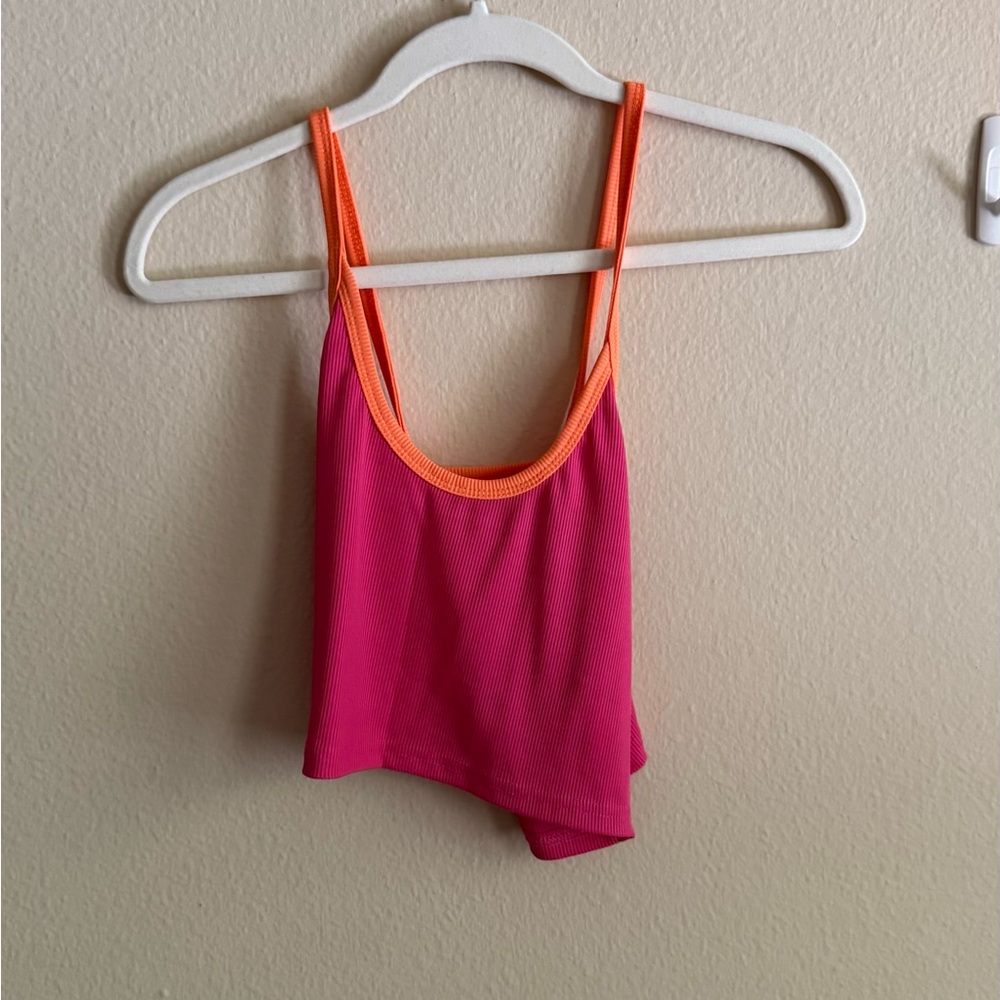 SHEIN Pink and Orange Ribbed Tank